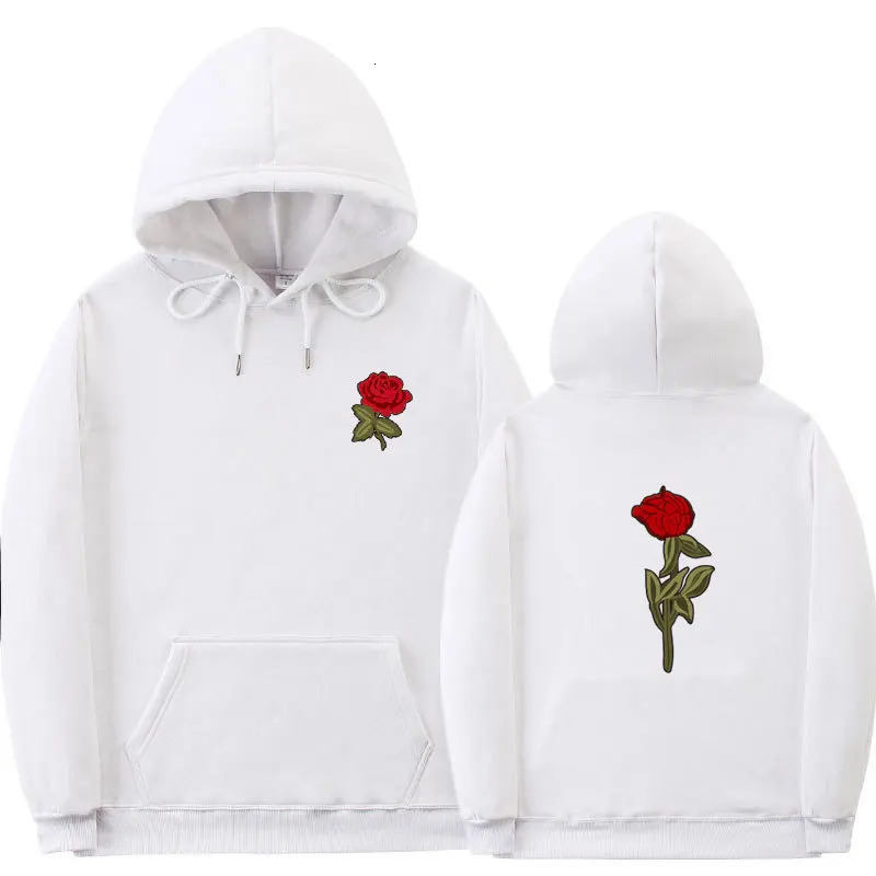 Spring and Autumn Street Hoodies Rose Simple Print Harajuku Fashion Mens Womens Sweaters 240718