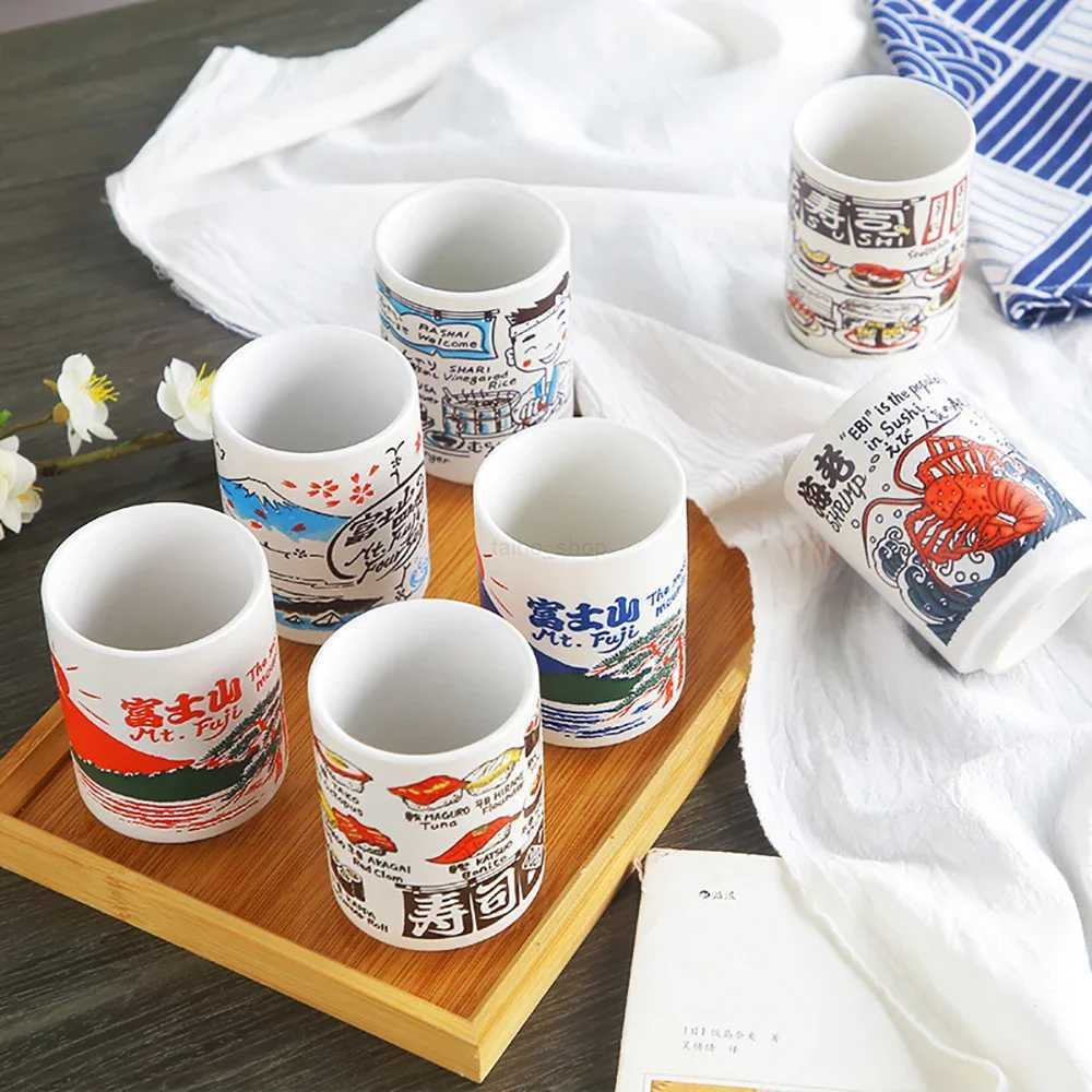 Japanese Impression Ceramic Mugs 300ml Tea Wine Sushi Sake Cup Funny Family Restaurant Decoration Travel Gift for FriendsBr240720