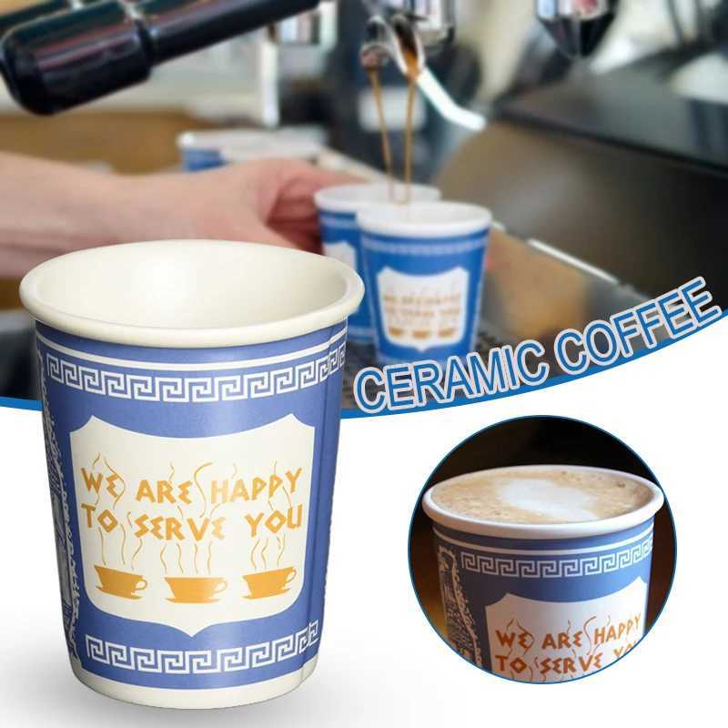 280ml Ceramic Cup We Are Happy To Serve You Coffee Cup For Kitchen Coffee Shop RestaurantLatte MugDrinkware Gift SouvenirB240720