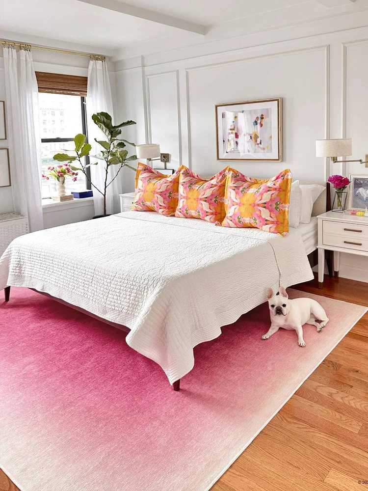 Gradient Pink Art Carpet Luxurious Large-area Living Room Decoration Carpets Comfortable Refreshing Bedroom Rug Balcony Rugs