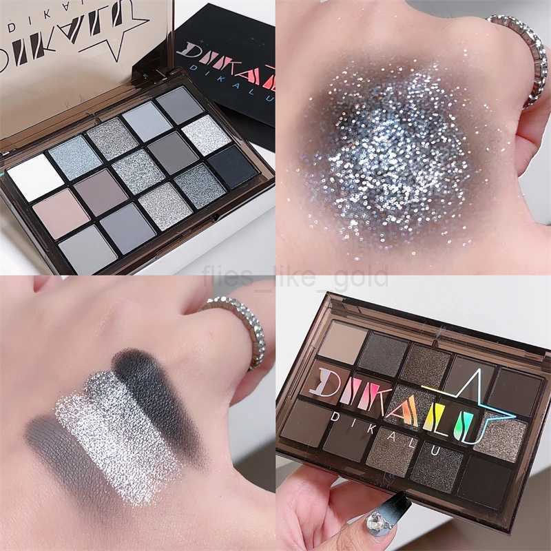 DIKALU Dark Knight Cool Nine Color Eyeshadow Tray Pearl Fine Flash Dark Metal Punk Smoky Eye Gray Black zxx240720