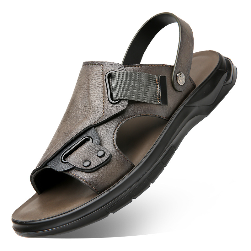 2023 Men Leather Sandals Shoes Sale Waterproof Slip On Casual Cow Leather Male Soft Men's Sandals Sole Summer Fashion Slippers