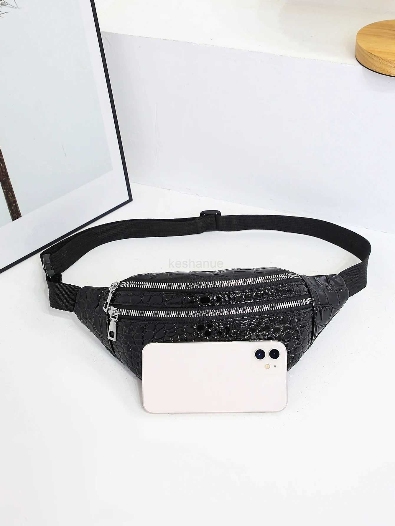 Crocodile Pattern Waist Bag Chest Bag Waterproof Highlight Fanny Pack Shoulder Messenger Bag Outdoor Sports Running Phone BagXJ240720