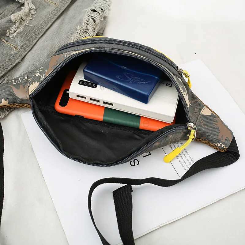 Kids Waist Bags Cartoon Dinosaur Print Outdoor Travel High Capacity Crossbody Zipper Bag Girl Boy Gift Children Chest Pouch PackXJ240720