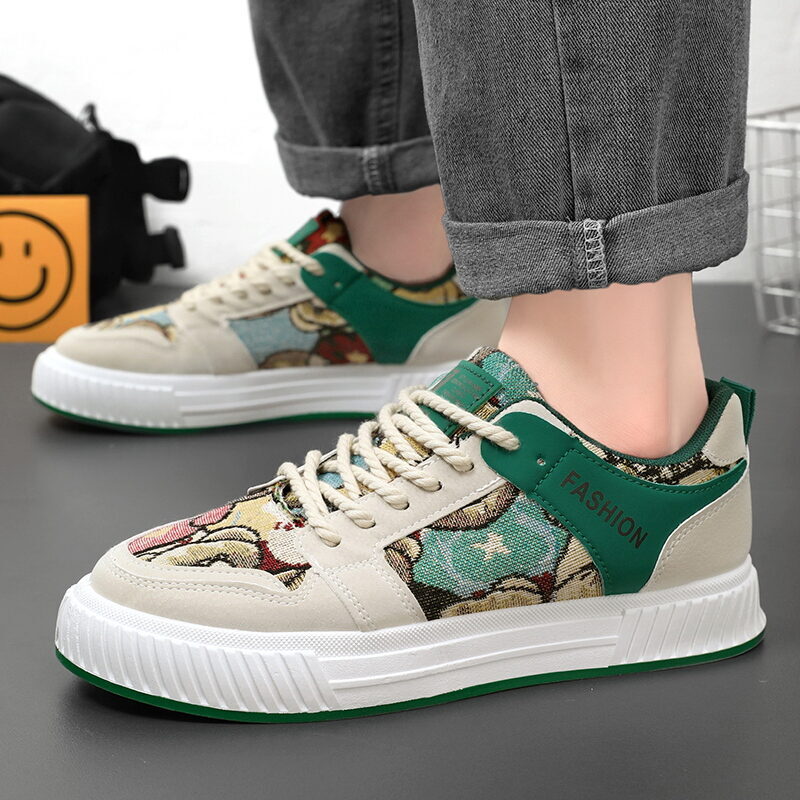 Men's Canvas New Platform Sneakers Trendy Lace-up Bear Skate 2024 Men Street Versatile Casual Shoes Tenis Male