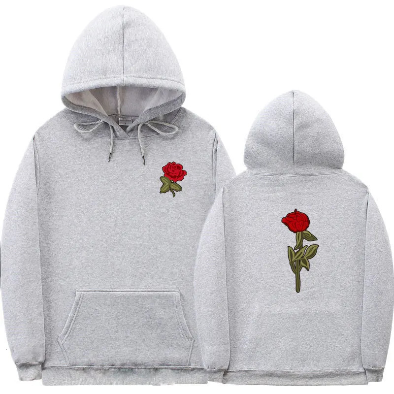 Spring and Autumn Street Hoodies Rose Simple Print Harajuku Fashion Mens Womens Sweaters 240718