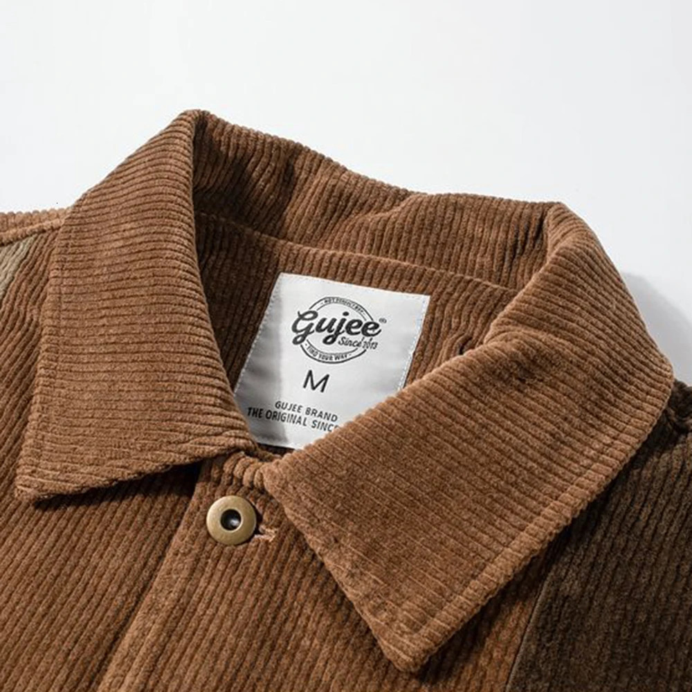 Y2K Fashion Korean Corduroy Jacket Workwear Long Sleeve Shirt High Street Quality Autumn Oversized Cargo Work Baseball Male Tees 240716