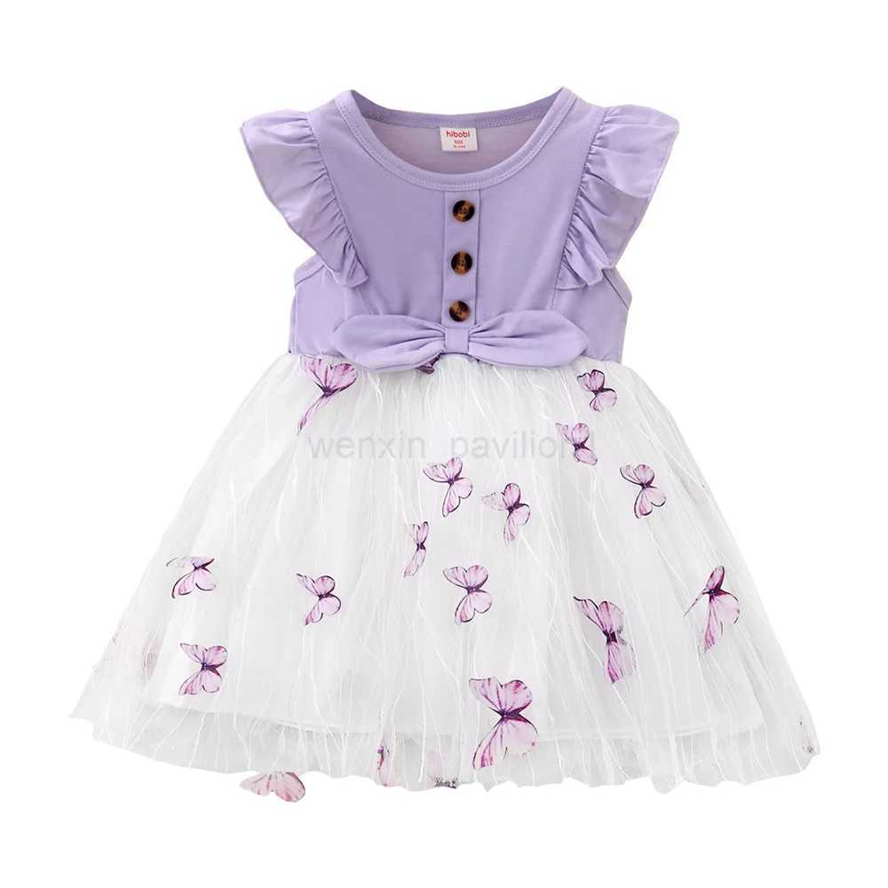 1-5Years Kids Girl Princess Dress Beautiful Butterfly Ruffle Tulle Dress Toddler Girl Birthday Partywear Fashion Baby ClothingXJ240720