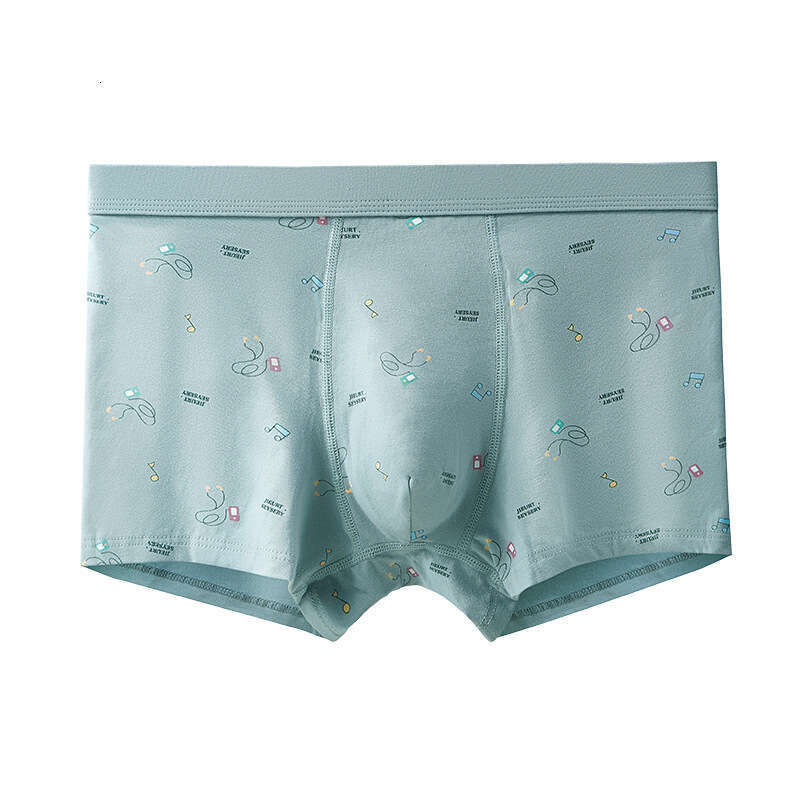50S Pure Cotton Underwear, Breathable Printed Flat Corner Pants, 3DU Protruding Youth Development Period Student Men's Underwear Panties Mutande 