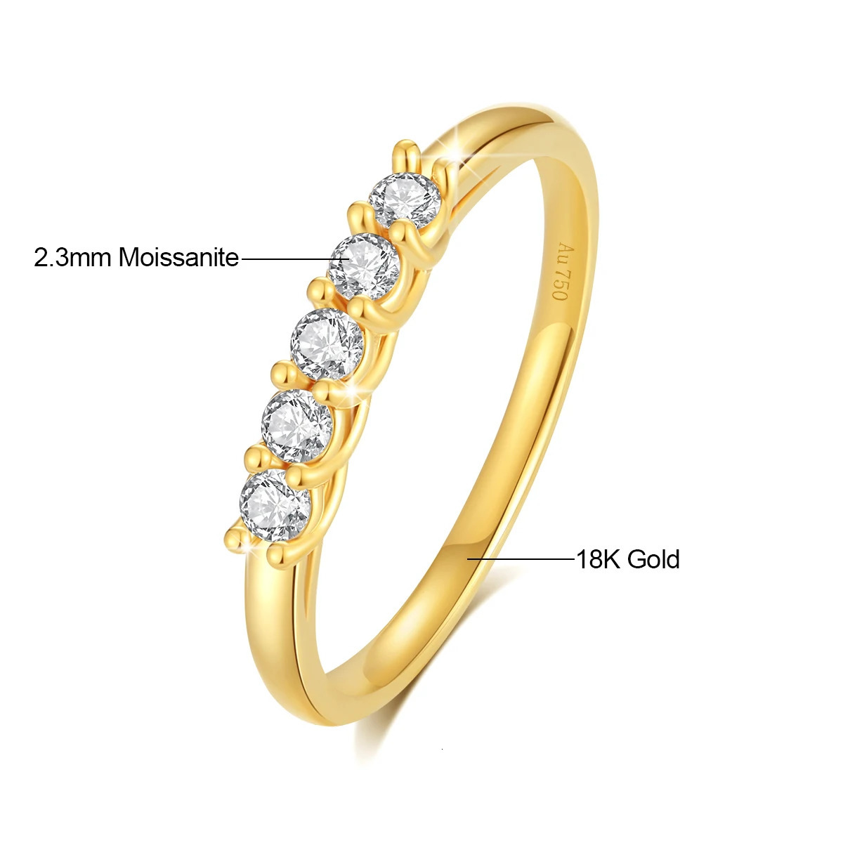 Row Ring 18K Gold Au750 Diamond Ring Womens Wedding Anniversary Engagement Gift High Jewelry Certificate 240805