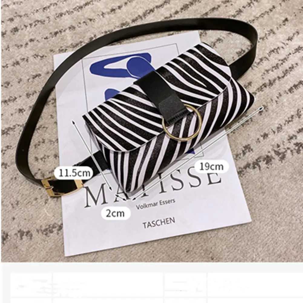 Female Fanny Pack Flap Leather PU Leopard Stripe Bag Mini Waist Bag Small Belt Mobile Phone BagXJ240720