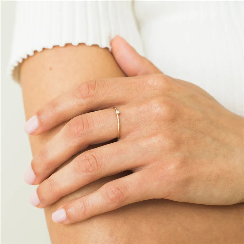 14K gold-plated small opal ring finger ring minimalist gold jewelry Anillos Mujer Bague female Boho Aneis ring 240805