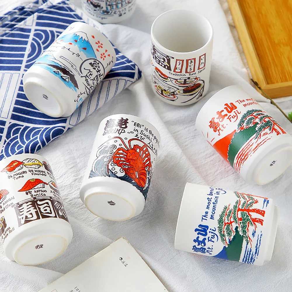Japanese Impression Ceramic Mugs 300ml Tea Wine Sushi Sake Cup Funny Family Restaurant Decoration Travel Gift for FriendsBr240720