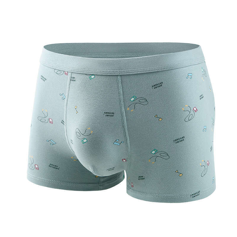 50S Pure Cotton Underwear, Breathable Printed Flat Corner Pants, 3DU Protruding Youth Development Period Student Men's Underwear Panties Mutande 