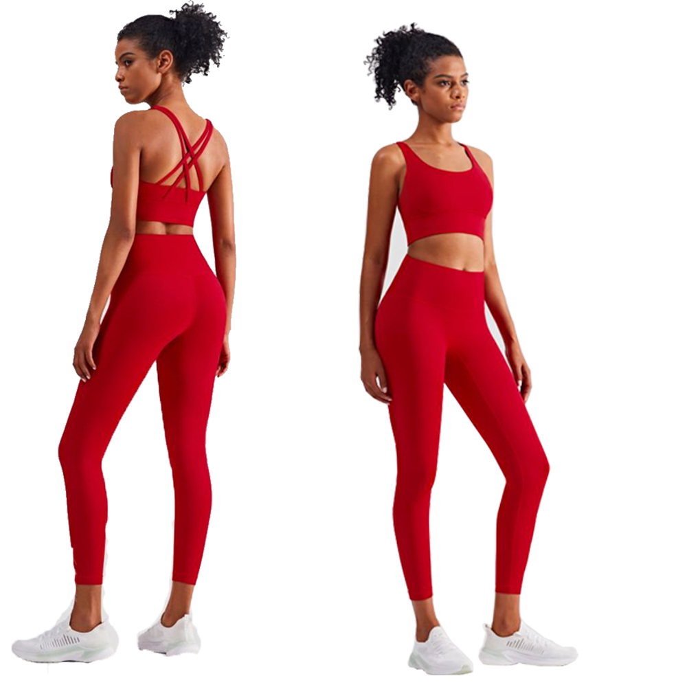 Fashion Womens Yoga Pants Solid Color High Waist Stretchy Fitness Girls Sport Leggings T Shape Soft Elastic Push-UP Tight Activewear