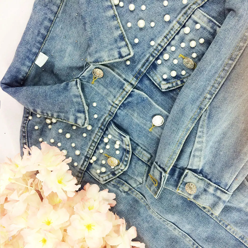 Wedding Embroidery Jeans Jacket Coat with Pearls Custom Personalized Denim Jacket Embroidered Bride Denim Shirt Future Mrs Coats 240717