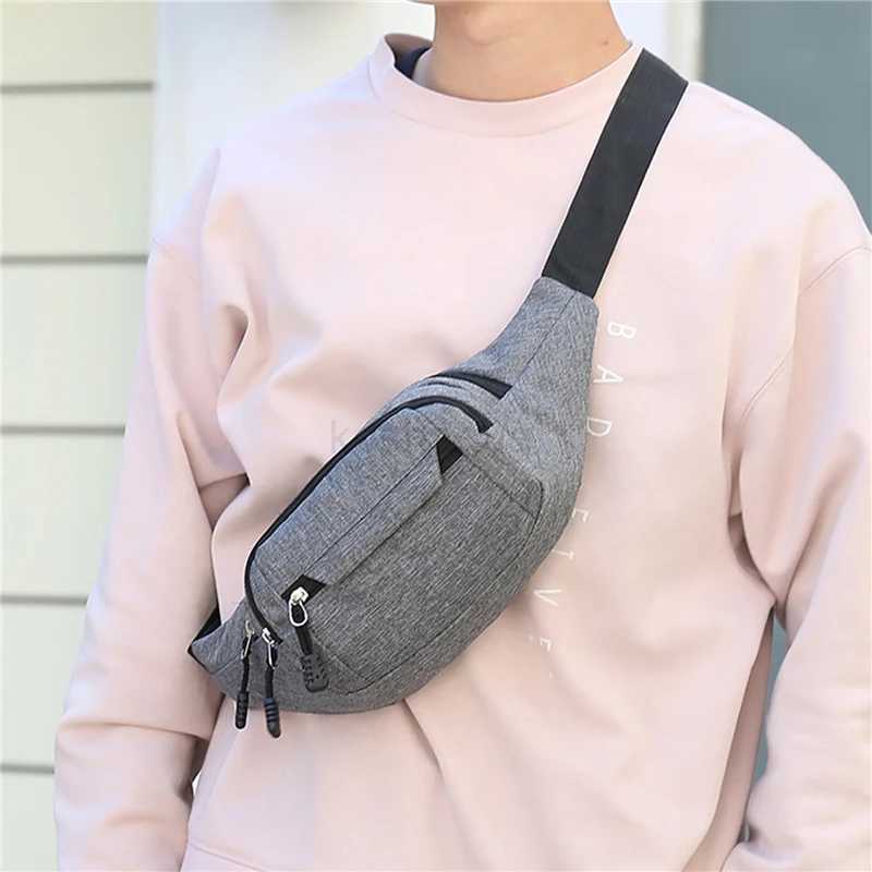 Women Men Waist Bag Chest Pack Waterproof Outdoor Sports Bag Canvas Pouch Korean-style Fanny Pouch Crossbody Banana BagXJ240720