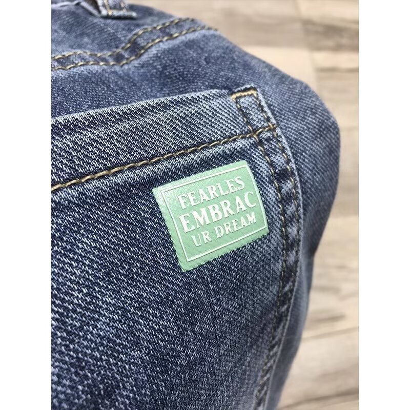 Denim shorts summer new thin five quarter trendy brand printed casual mid pants men's wash