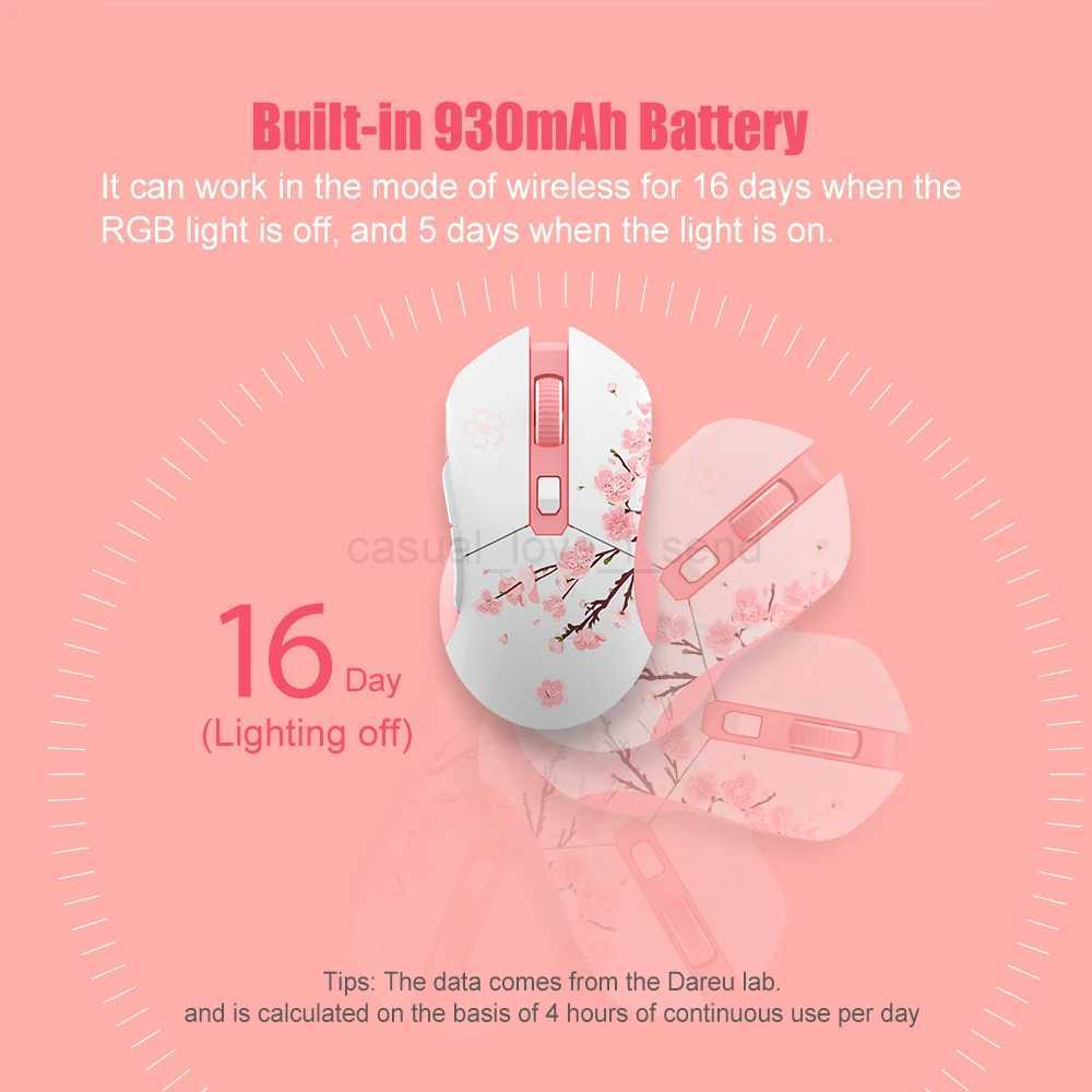 DAREU Dual Modes Gamer Mouse RGB 2.4G Wireless Wired Gaming Mice Built-in 930mAh Recharging Battery with Macro Set for PC LaptopCL240720