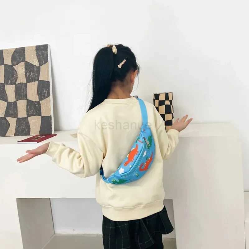 Childrens Cute Cartoon Dinosaur Crossbody Shoulder Bag Sport Running Waist Bag for Kids Belt Money Pouch Coin Purse Storage BagXJ240720