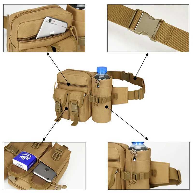 2024 New Waist Pack Tactical Nylon Hiking Water Bottle Phone Bag Outdoor Sports Hunting Climbing Camp Belt BagXJ240720