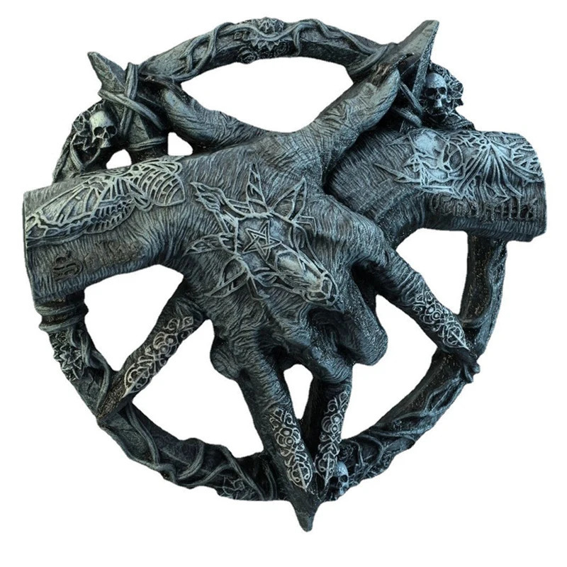 Devil Hand Sculpture Baphomet Pendant Pentagram Claw Statue Decoration Resin Crafts Dreamcatcher Gothic Ornament Decor 240712