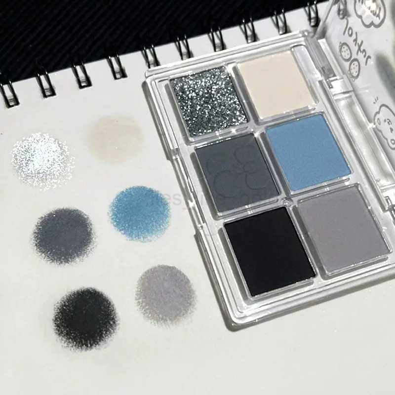 Punk Smokey Matte Glitter Eyeshadow Palette 6 Colors Shimmer Eye Shadow Makeup Palette Cool Toned Gray Blue Eye Pigment Palette zxx240720