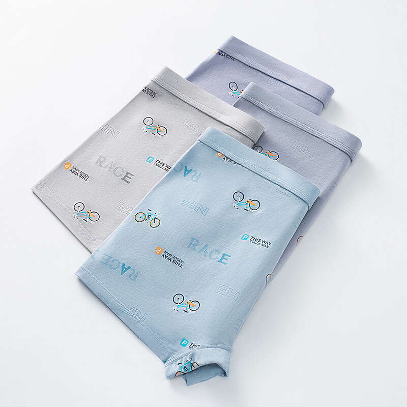 Fashionable Printed Underwear for Teenagers During Their Developmental Period, Men's U-shaped Protruding Large Space Cotton Student Boxer Shorts 