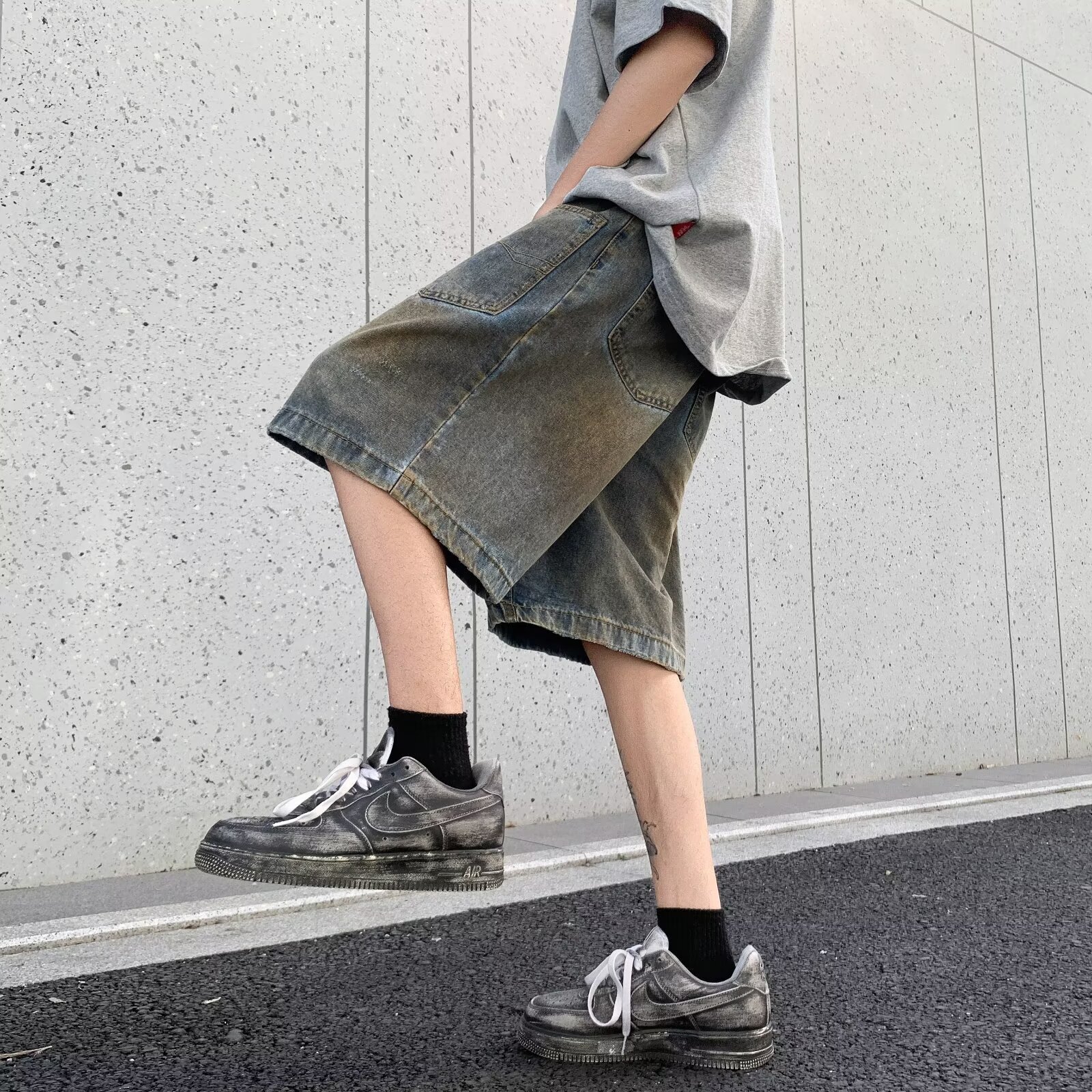 Summer new denim shorts straight tube loose comfortable high street trendy men's teenage wear