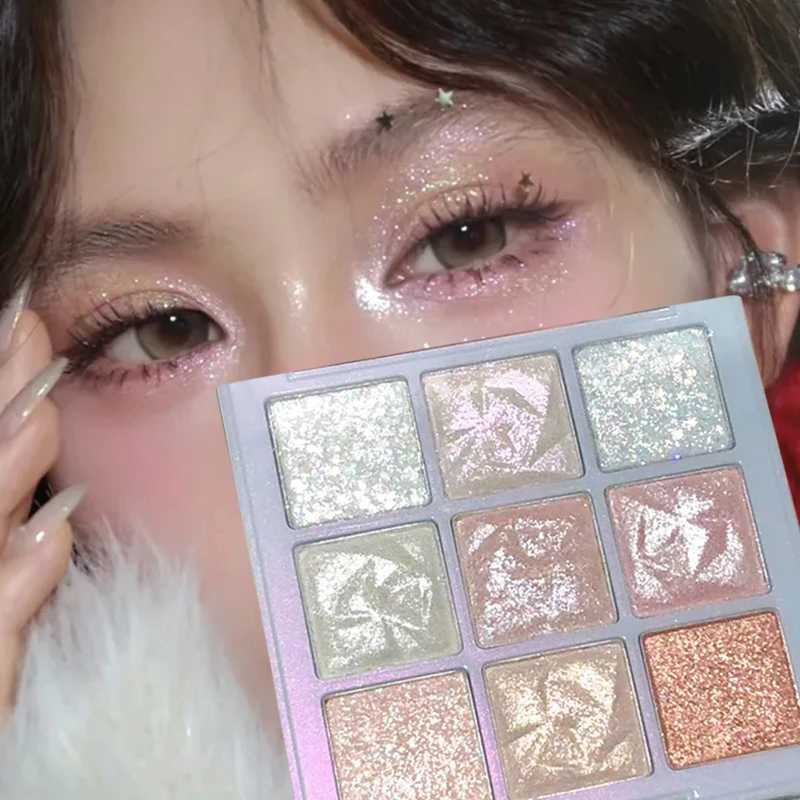 9-color glitter snowflake eye shadow palette pearl matte charming eye makeup shimmer eye shadow tray girls cosmeticsW240730