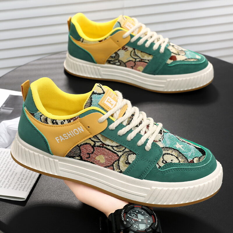 Men's Canvas New Platform Sneakers Trendy Lace-up Bear Skate 2024 Men Street Versatile Casual Shoes Tenis Male