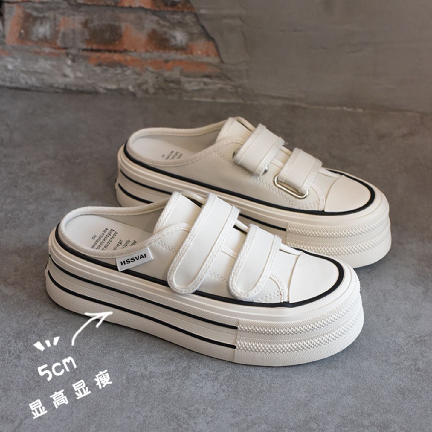 UQD-Limited Time Offer-Velcro Toe Half Slippers Women's Outfit 2023 Summer Korean Edition Thick Platform Versatile Little White Shoes XZ-1914