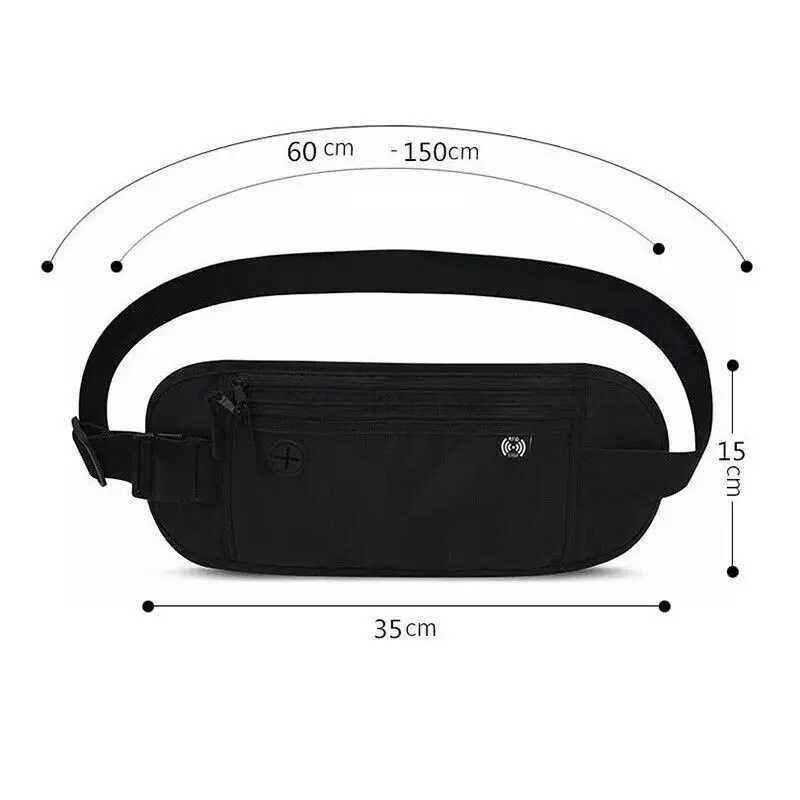 Travel Phone Belt RFID Blocking Waterproof Waist Bag Fanny Pack Hidden Wallet Signal RFID Blocker Passport Holder Bag 15*35cmXJ240720