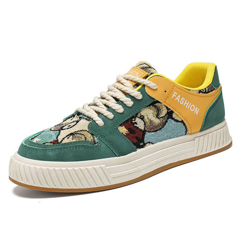 Men's Canvas New Platform Sneakers Trendy Lace-up Bear Skate 2024 Men Street Versatile Casual Shoes Tenis Male