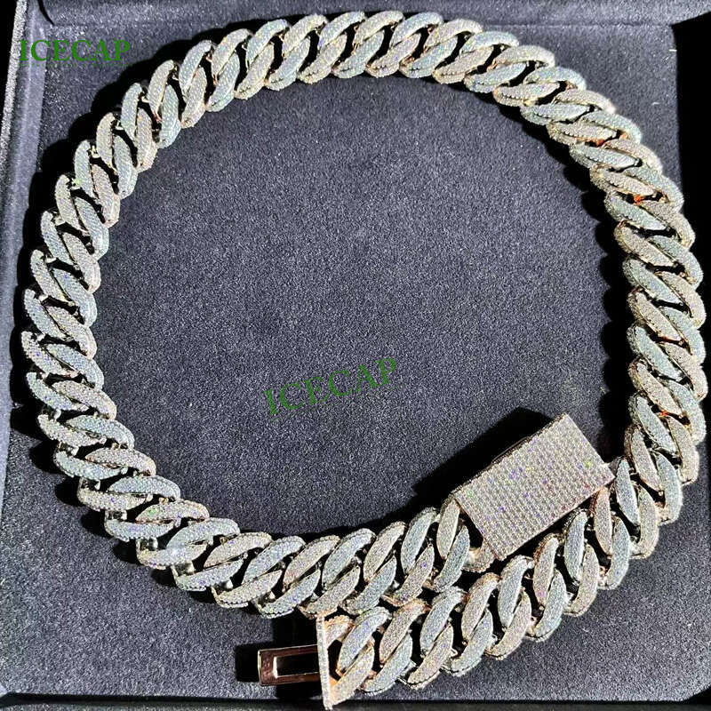 New Two-Sided Handset VVS Moissanite Cuban Links Chain Hiphop Men Diamond Necklace