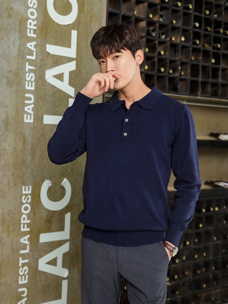 Cashmere sweater mens POLO Pullover autumn collar soft and warm cashmere jumper knitted 240718