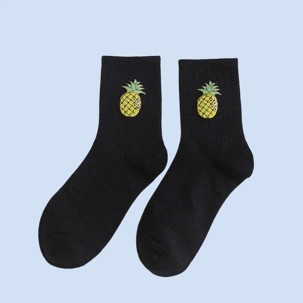 5/10 Pairs Autumn Hyuna Fruit Stack Socks Mens and Womens Candy Color Cartoon Middle-Tube Cotton Socks 240715