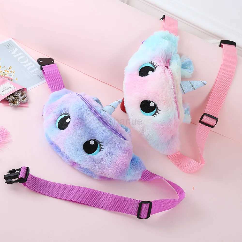 Childrens Cartoon Plush Cute Unicorn Fanny Pack Waist Bag New Fashion Girl Travel Phone Pouch Chest BagXJ240720