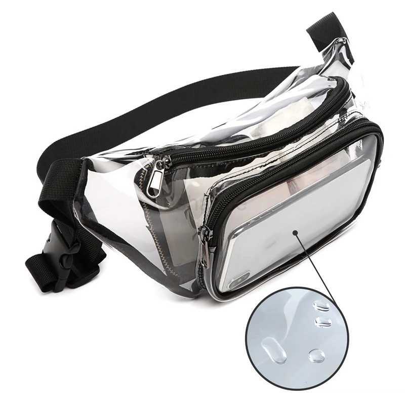 Women Pvc Waist Belt Bag Fanny Pack Hip Bum Bag Clear Transparent Chest Pouch Bag Beach Travel Banana Hip Zipper Running BagXJ240720