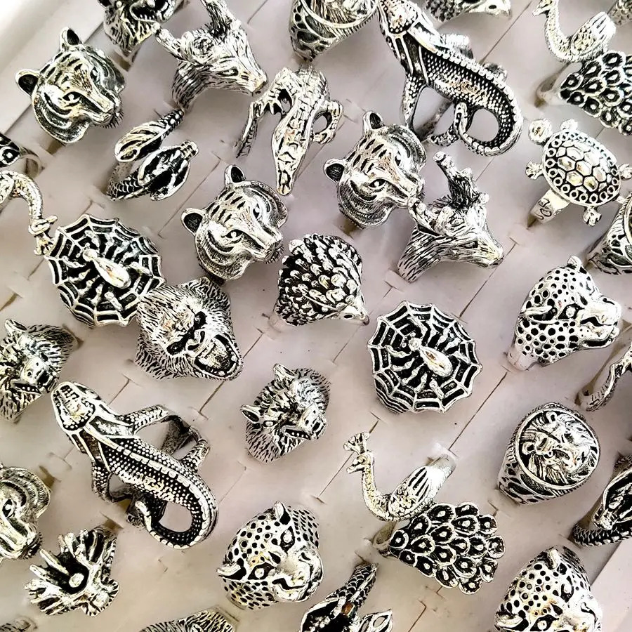 10/30/50 Exaggeration Mens Punk Rock Animal Metal Ring Style Top of the line Mixed Mens Jewelry 240710