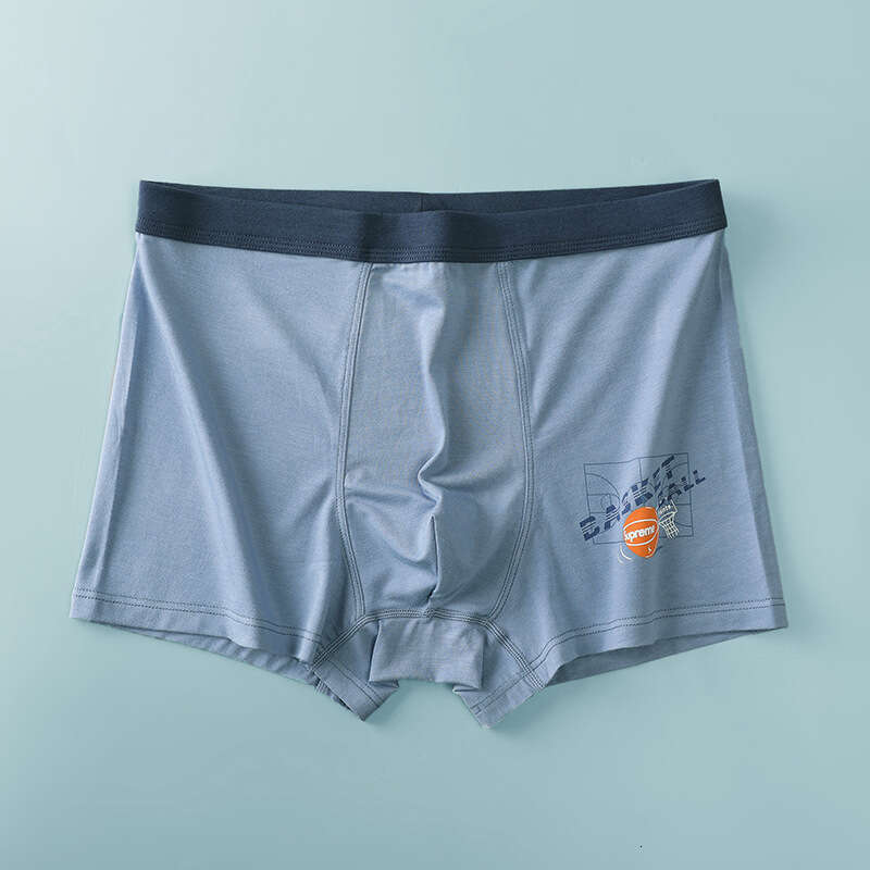 Breathable Printed Underwear for Teenagers in Their Developmental Stage, Men's U-shaped Convex Large Space, No Trace, Student Flat Corner Pants M