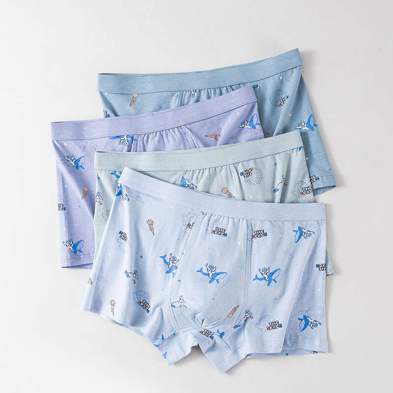 Trendy Pure Cotton Breathable and Antibacterial Properties, Boxer Shorts with Cartoon Printing, Youth Development Period Men's Underwear Mens Und