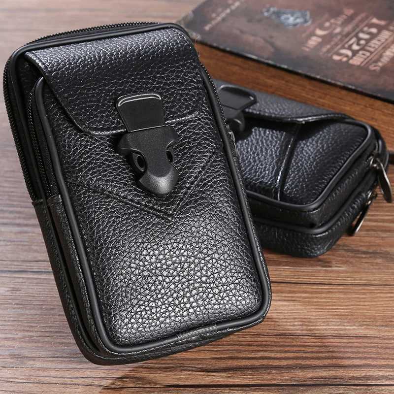 Men PU Leather Waist Bag Universal Bum Bag Cellphone Holster Holder Waist Bag Case Waist Bag phone Cover belt caseXJ240720