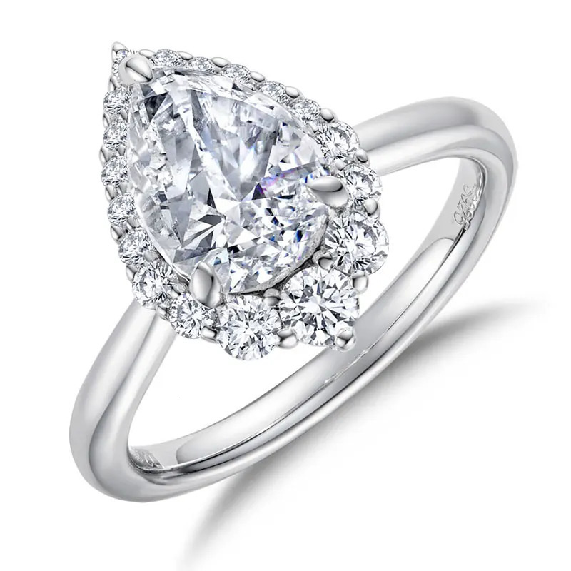 DEZO 2 Carat Pear Shaped Mosonite Womens Engagement Ring 925 Sterling Silver Crafted Diamond Wedding Promise Gift 240805