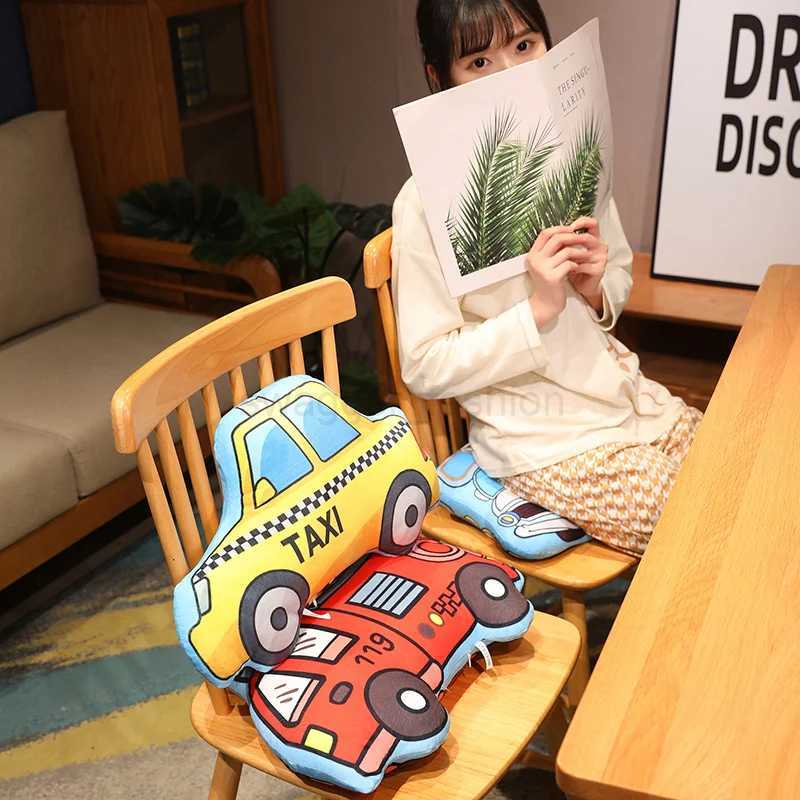 Cartoon Police Car Fire Truck Excavator Plush Toys Stuffed Doll Hug Pillows Chair Cushion Kids Children Boys Gifts Room DecorB270720