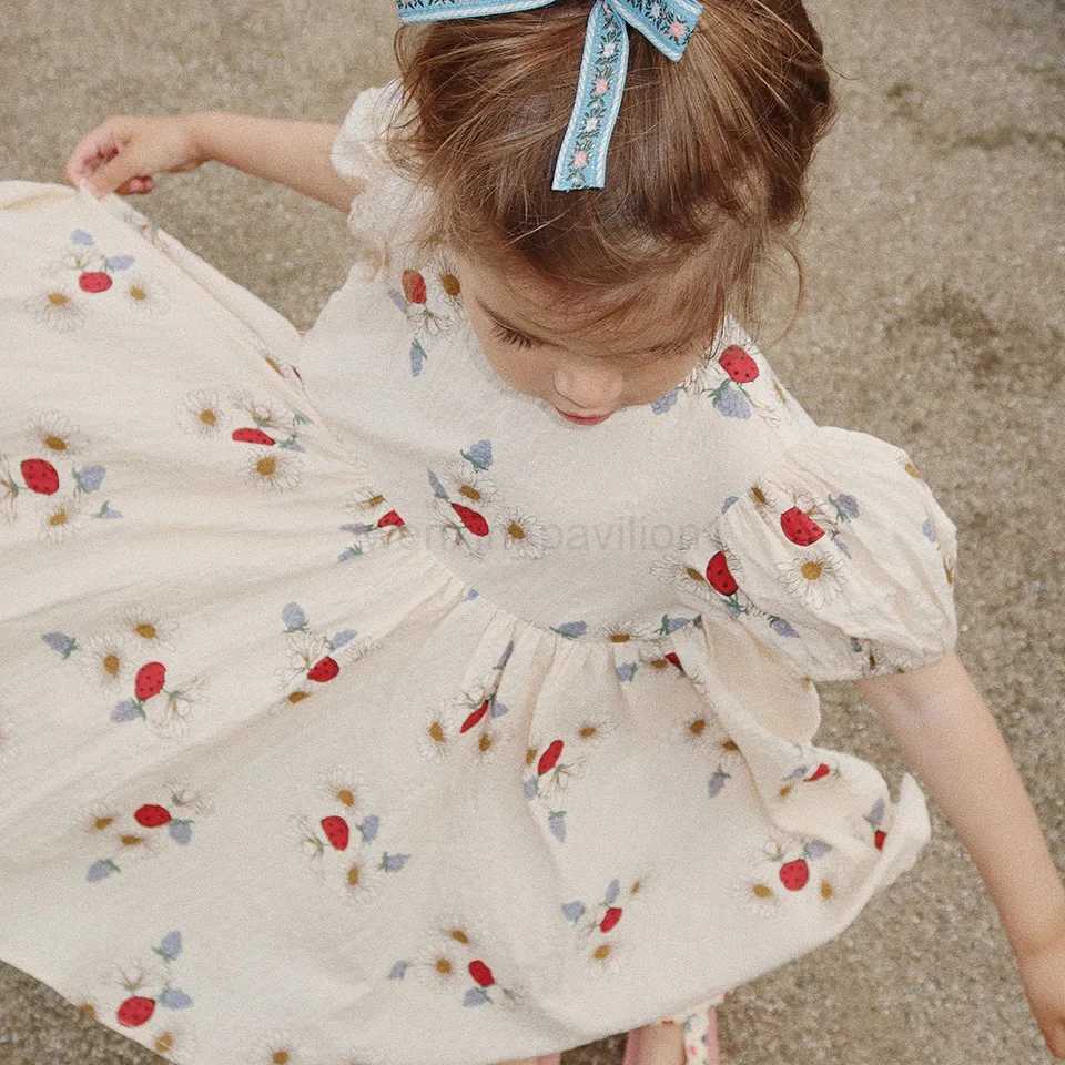 Girls Dresses 2024 Summer New Printed Fashion Dresses Cotton Cute Short Sleeve Suit Baby Cr ling Clothes Childrens ClothingXJ240720