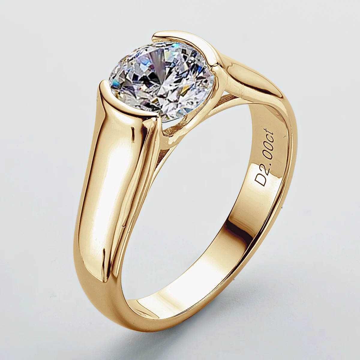 Anziw Real 925 Silver 2 Carat Womens Wedding Ring Promise Finger Ring Certified Jewelry 18K Gold Plated 240805