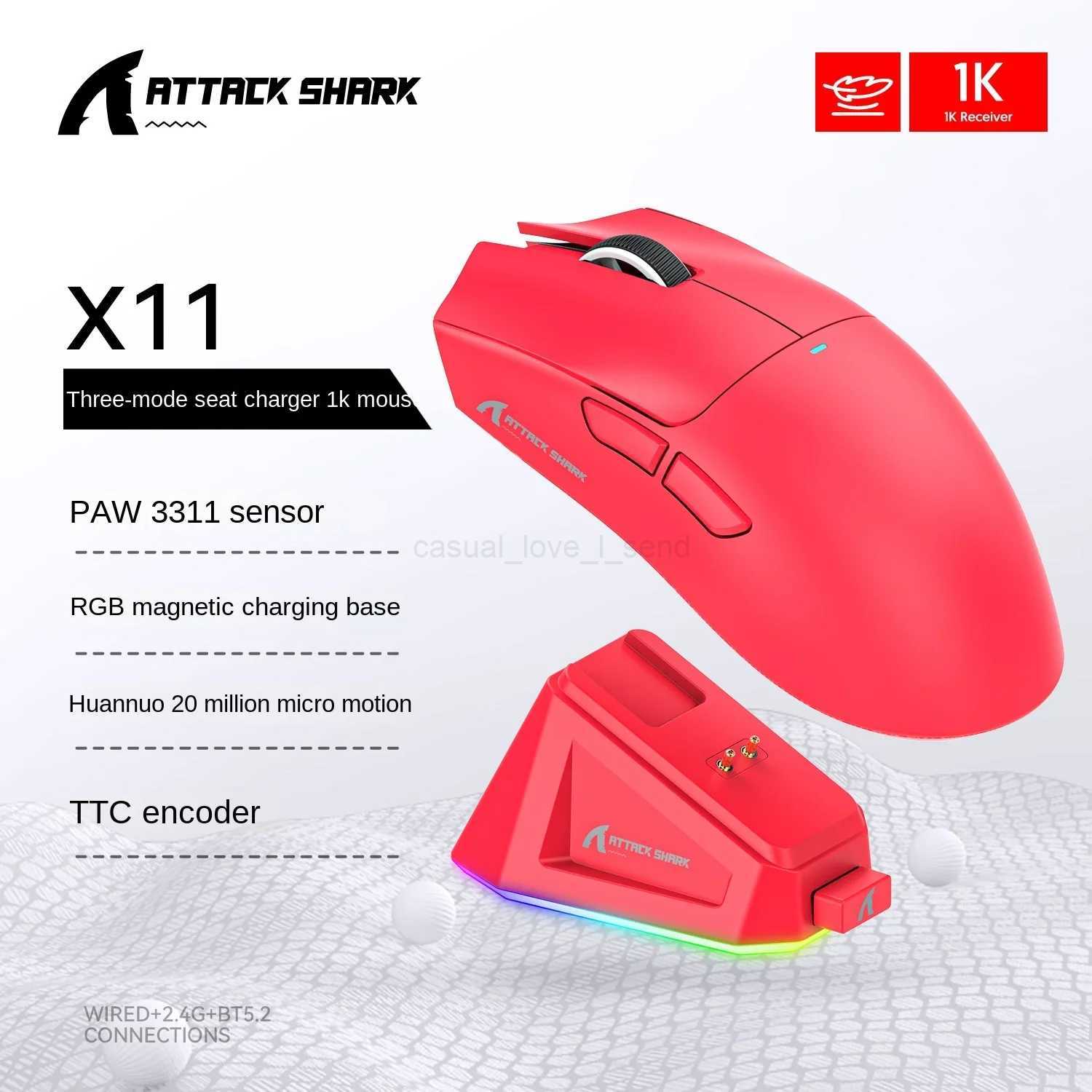ATTACK SHARK X11 Lightweight Wireless Gaming Mouse Magnetic Charging Dock PAW3311 Optical Sensor 22000 DPI Optical MouseCL240720