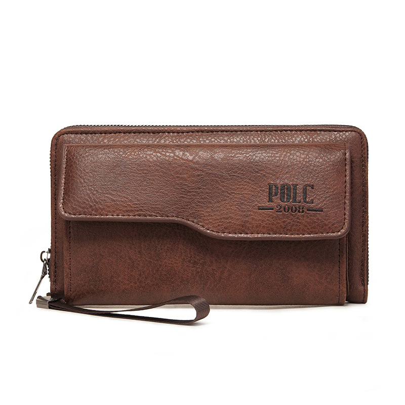 New Men's Wallet Long Fashion Soft Wallet Zipper Multi-card Money Clip Mobile Phone Bag Large Capacity PU Soft Leather Bag Purse