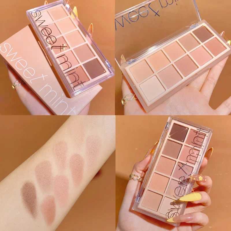 10Color Eye Shadow Palette Pumpkin Earth Tone Matte Pearlescent Shimmer Shiny Sequins Eye Shadow Makeup Pigment Korean Cosmetics zxx240720